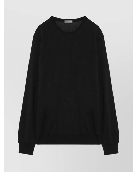 Drumohr Black Crew Neck Wool Sweater for men