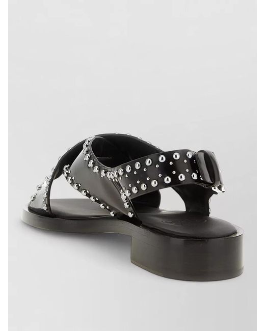 Church's Black Remi Sandals Open Toe Flat Sole Studs