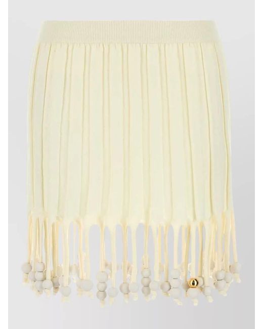 Loewe Natural Cotton Mini Skirt Beads Fringe Detail