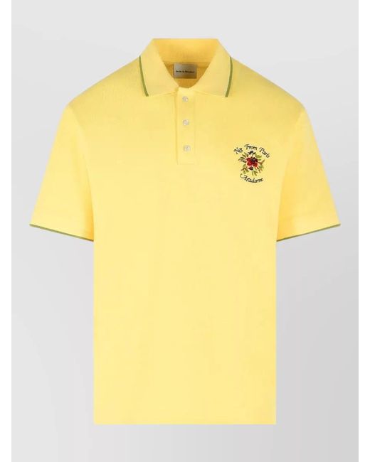 Drole de Monsieur Yellow Cotton Short-Sleeve Polo Shirt for men