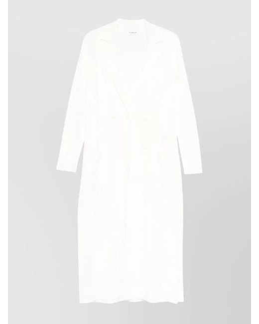 P.A.R.O.S.H. White Long Double-Breasted Coat Side Slits