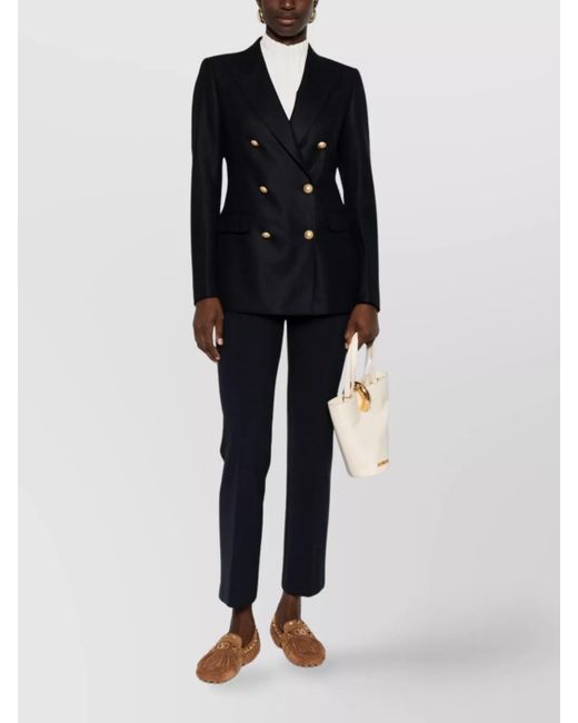 Tagliatore Blue Wool Cashmere Double-Breasted Blazer