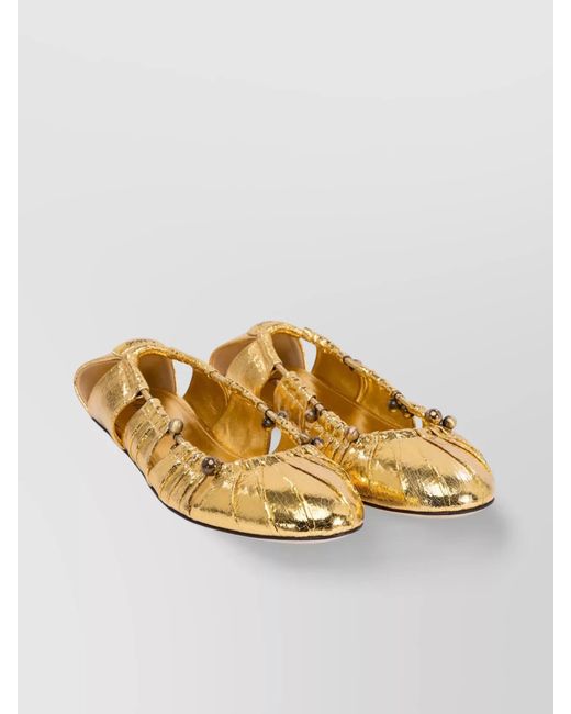 Chloé Metallic Leather Cutout Ballerina Flats