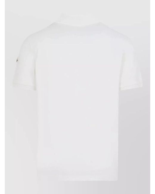 Moncler White Straight Cut Short Sleeve Polo Collar Shirt for men