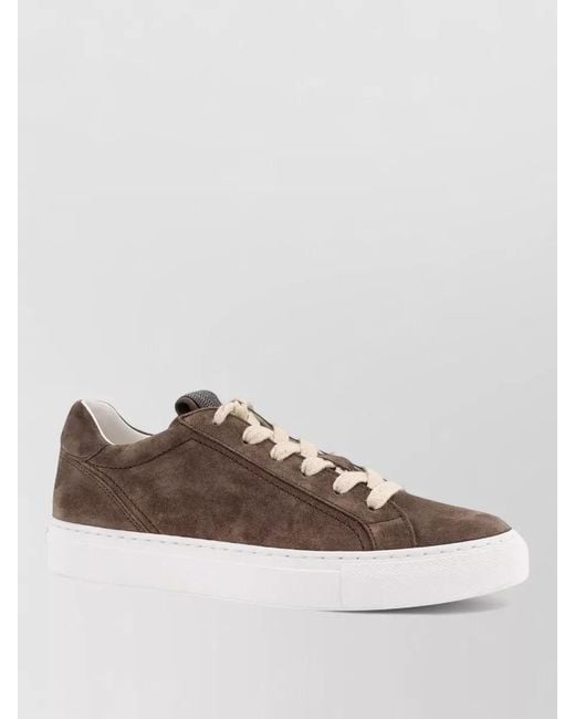 Brunello Cucinelli Brown Suede Sneakers Monili Detail Low Profile