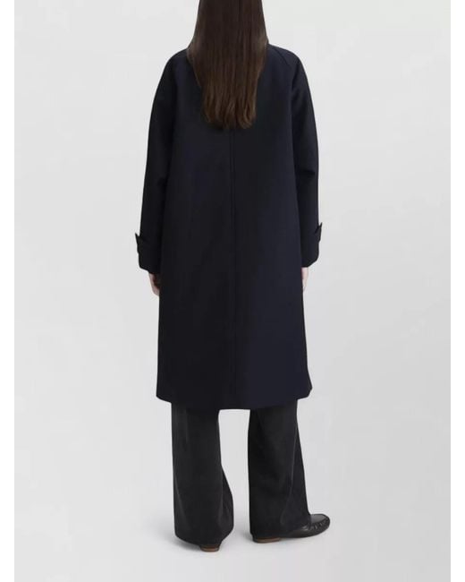 A.P.C. Blue Wool Mac Coat Below Knee Length