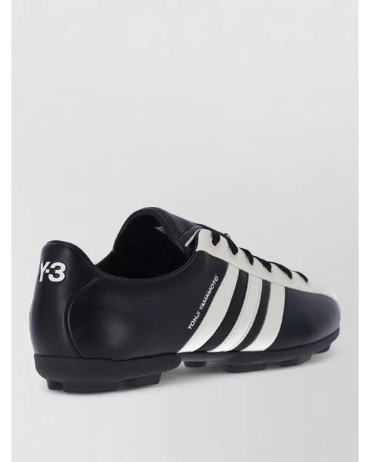 Y-3 Black Lace Up Low Top Shoes Contrast Stripes