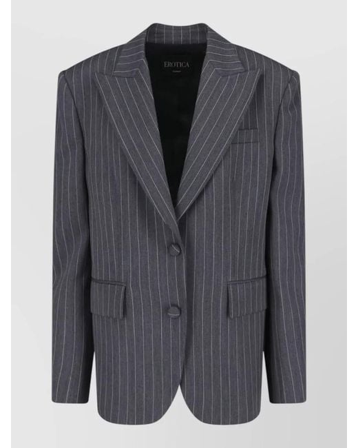 Dondup Gray Double Breasted Pinstripe Blazer Tailored Fit