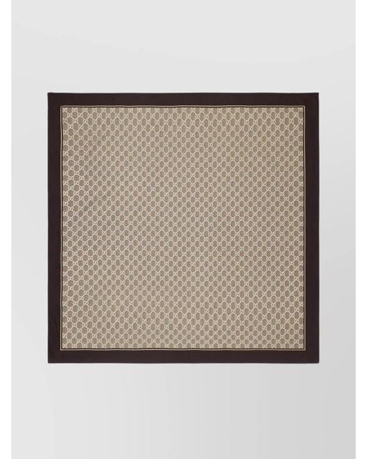 Gucci Natural Hand-Stitched Silk Square Contrast Border