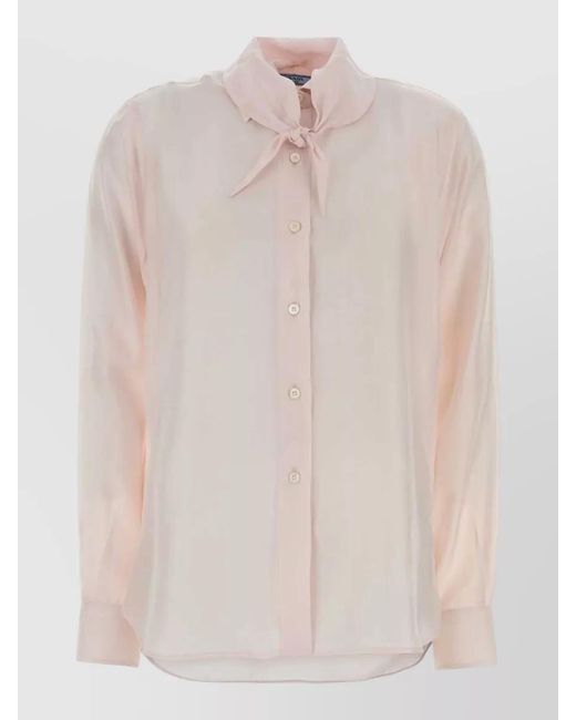 Prada White Silk Shirt Long Sleeves Regular Fit for men