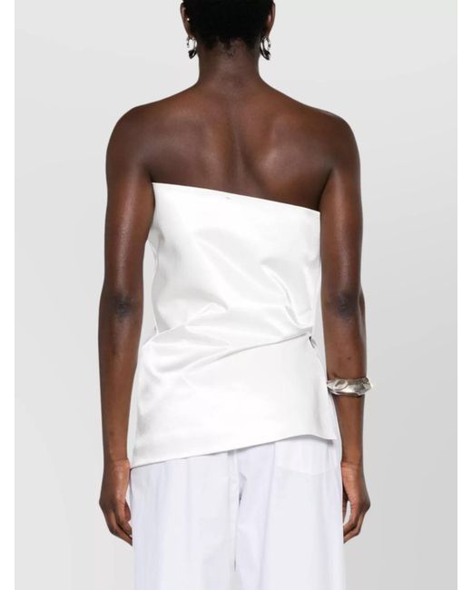 Sportmax White Cotton Strapless Top