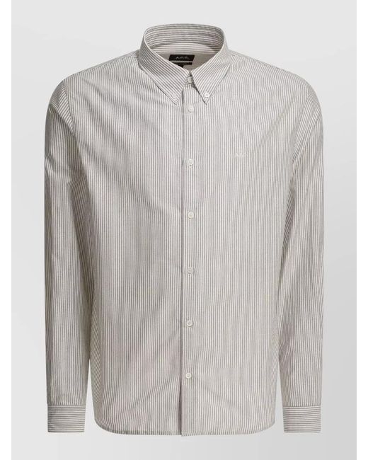 A.P.C. Gray Greg Shirt Long Sleeves Button Down Collar for men