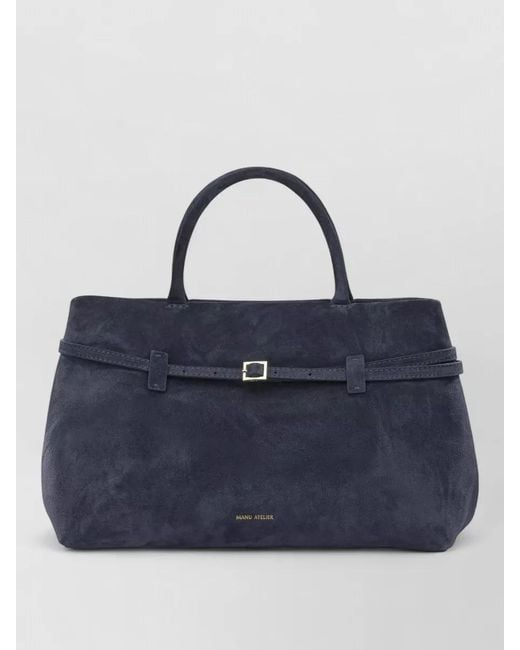 MANU Atelier Blue Le Cambon 35 Medium Suede Tote Bag