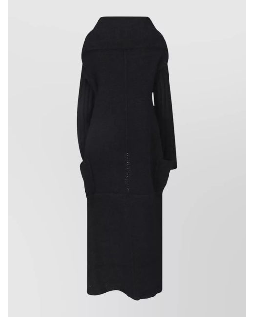 Rick Owens Black Lounge Crewneck Top Long Sleeves Pockets