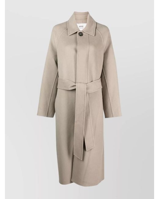 AMI Natural Cashmere And Wool Blend Coat