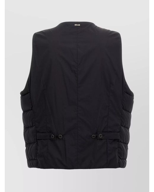 Herno Blue Quilted Down V-Neck Sleeveless Waistcoat for men