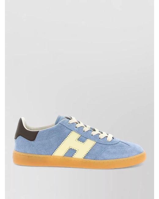 Hogan Blue Calfskin Leather Low-Top Sneakers
