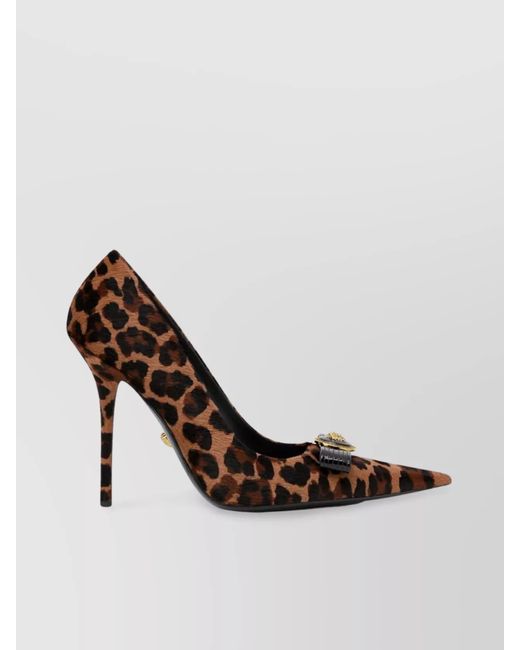 Versace Purple Animal Print Bow Detail Stiletto Pumps