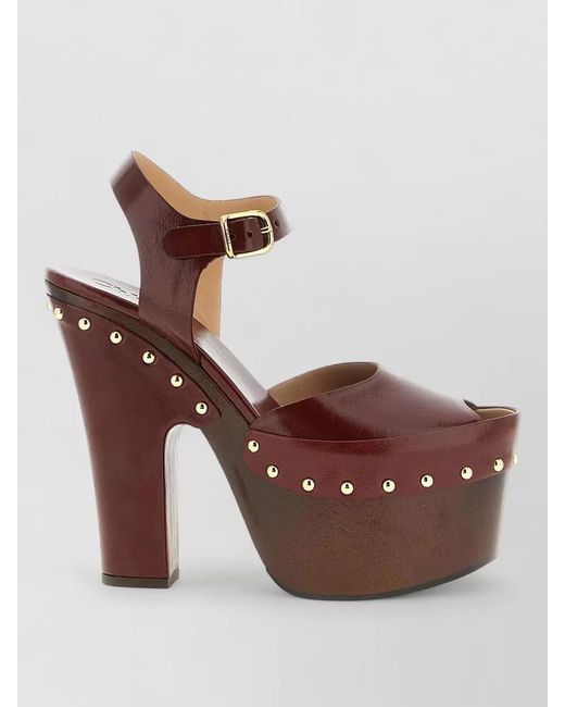 Chloé Brown Meret Open Toe Studded Stiletto Mules