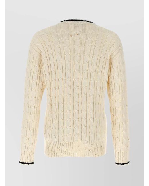 Marni Natural V-Neck Cotton Sweater for men
