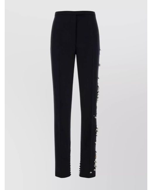 Dries Van Noten Blue Tailored Wool Trousers Featuring Side Embellishments