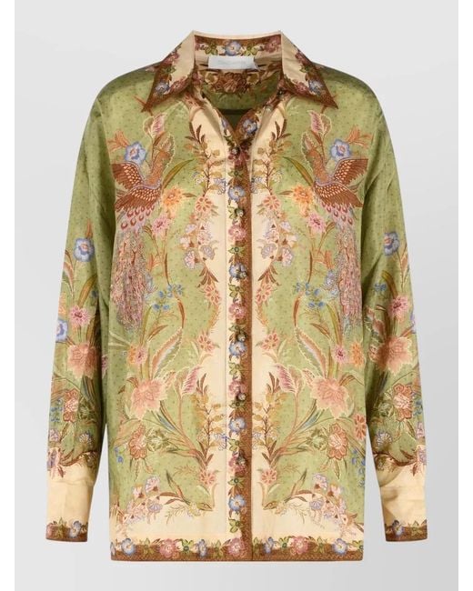 Zimmermann Multicolor Indra Silk Shirt Floral Long Sleeves