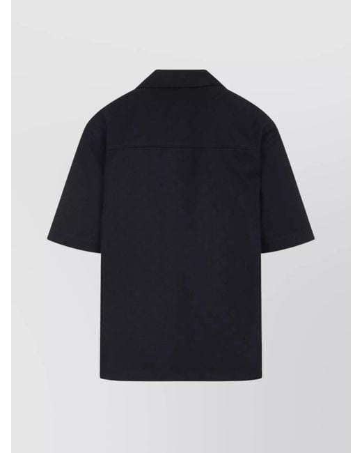 Gucci Blue Cotton Gg Jacquard Short-Sleeve Shirt for men