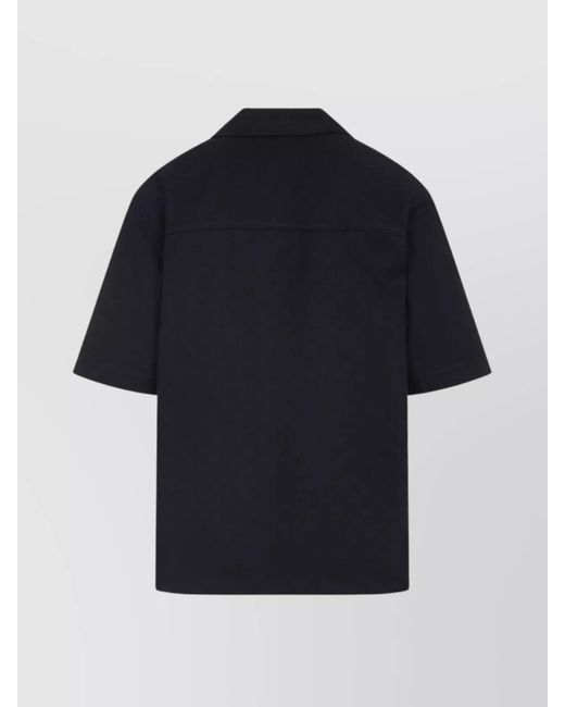 Gucci Blue Cotton Gg Jacquard Short-Sleeve Shirt for men