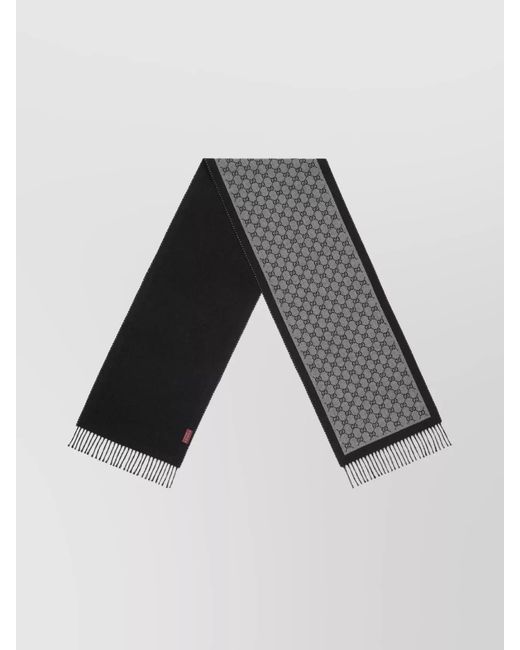 Gucci Gray Fringed Edges Reversible Scarves Collection for men