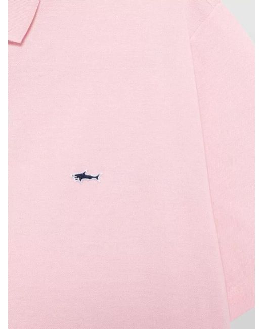 Paul & Shark Pink Cotton Polo Shirt Logo Short Sleeves for men