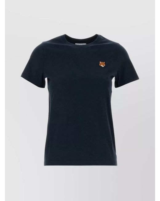 Maison Kitsuné Blue Crew Neck Cotton T-Shirt With Short Sleeves