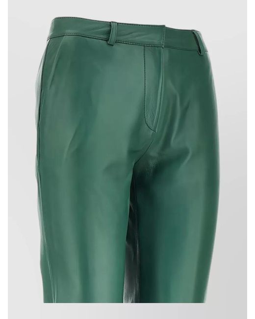 Frankie Shop Green Straight Leg Pants Belt Loops Pockets