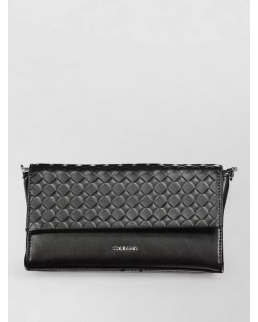 Calvin Klein Gray Quilted Chain Clutch Bag