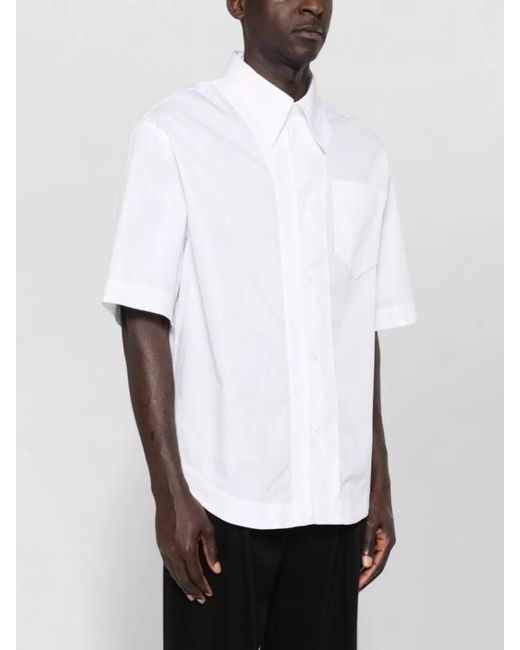 AMI White Short Sleeve Straight Shirt Collar Chest Pocket for men