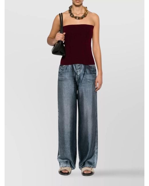 Pierre Louis Mascia Blue Silk High-Rise Wide-Leg Trousers