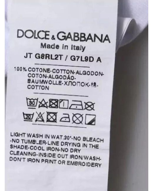 Dolce & Gabbana Blue Cotton Logo-Label Crew-Neck T-Shirt for men