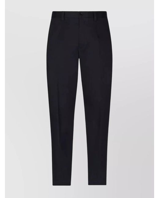 Dolce & Gabbana Blue Tapered Stretch-Cotton Trousers Pockets for men