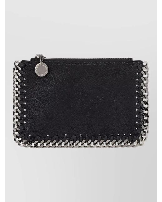 Stella McCartney Black Falabella Chain Detail Keyring Cardholder