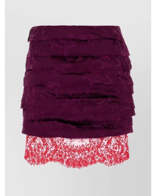 Saint Laurent Purple Textured Jacquard Layered Mini Skirt