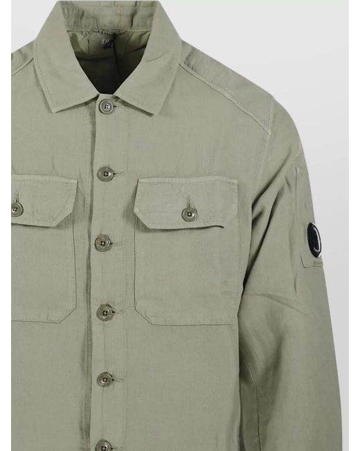 C P Company Green Linen Shirt Jacket for men