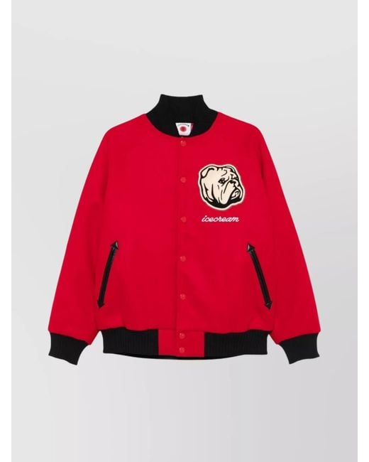 ICECREAM Red Short Jacket With Ribbed Cuffs And Pockets for men