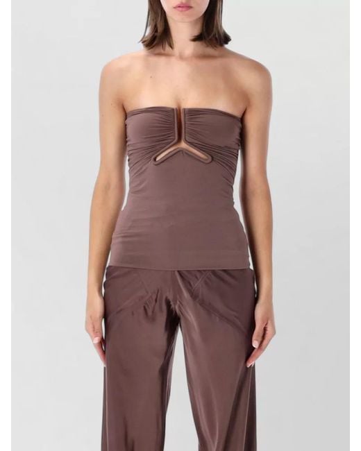 Rick Owens Purple Strapless Bustier Top Cut Out Ruched