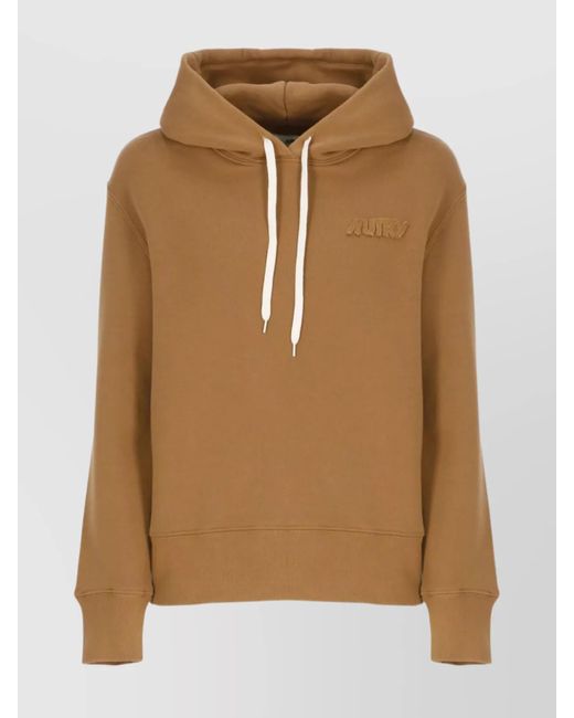 Autry Brown Cotton Hoodie Drawstring Hood