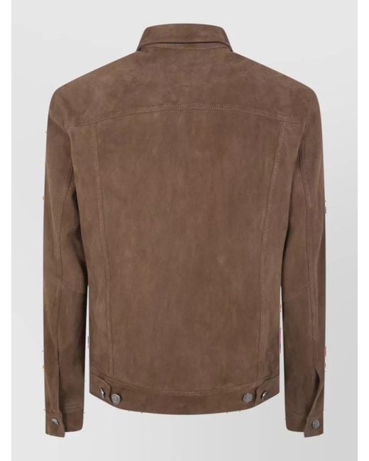 Giorgio Brato Brown Leather Shirt Jacket for men