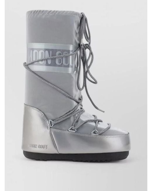 Moon Boot Gray Waterproof Padded Knee High Boots Platform Sole