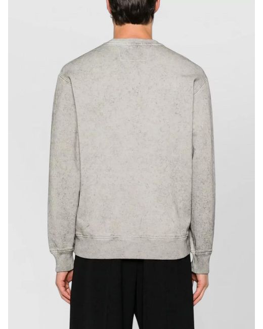 C P Company Gray Crew Neck Sweatshirt Long Sleeves Ribbed Edges for men