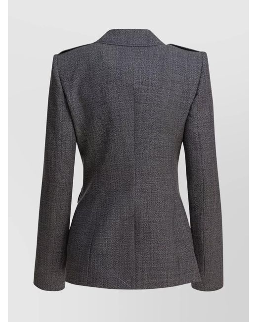 McQueen Black Wool Fitted Military Jacket