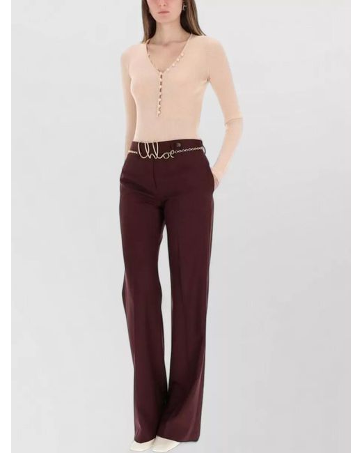 Chloé Natural Rib Knit Top Buttons Fitted Long Sleeves