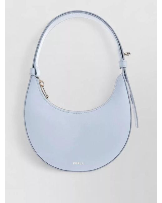 Furla Blue Shoulder Bag Curved Shape Top Handle