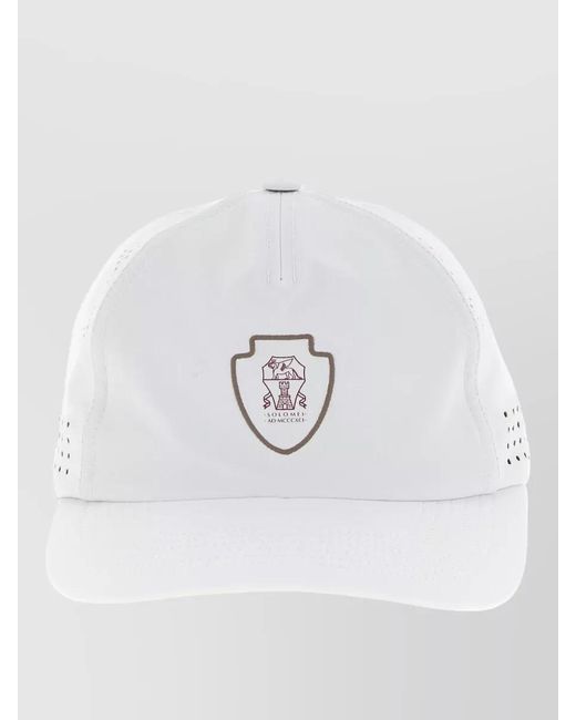 Brunello Cucinelli White Tennis Logo Cap Curved Brim Techno for men